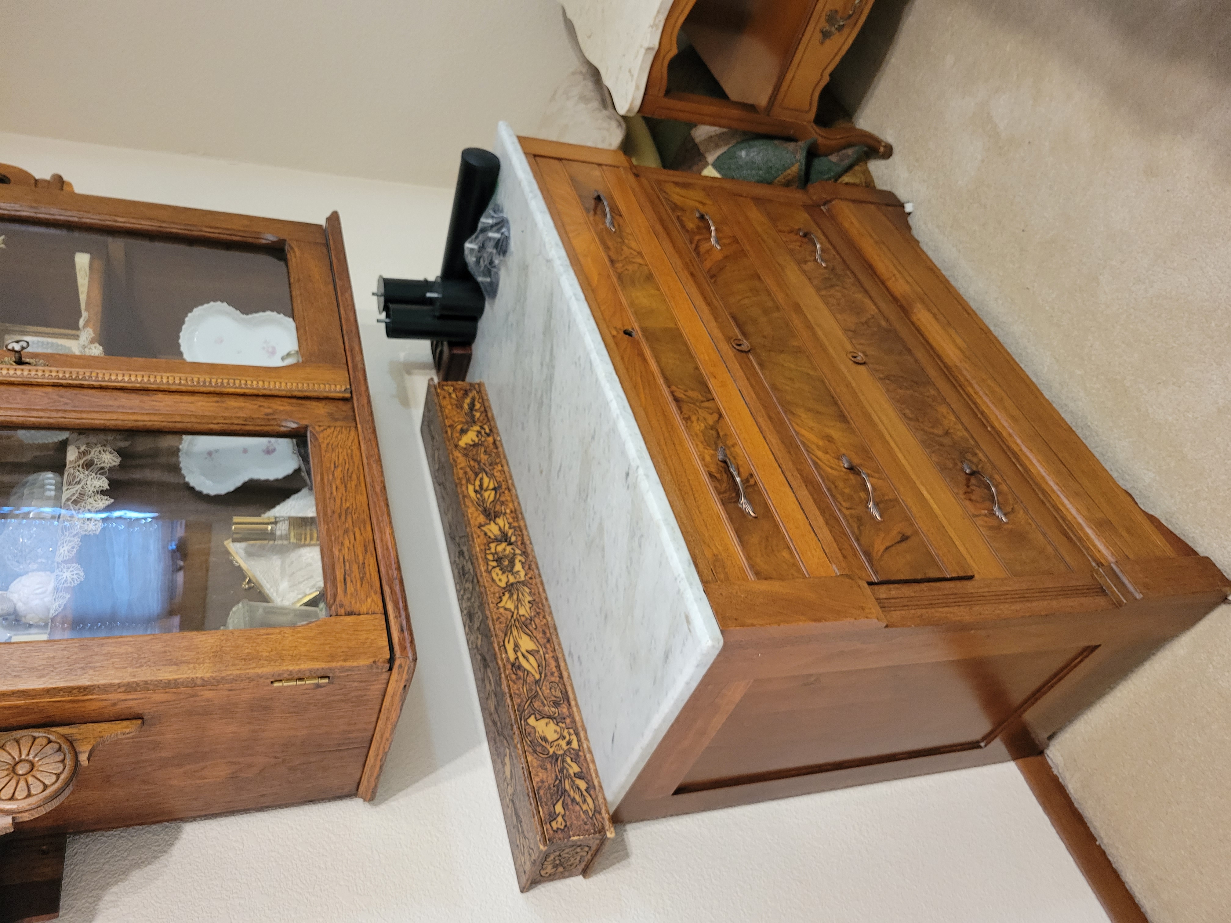 stand marble top wood box
